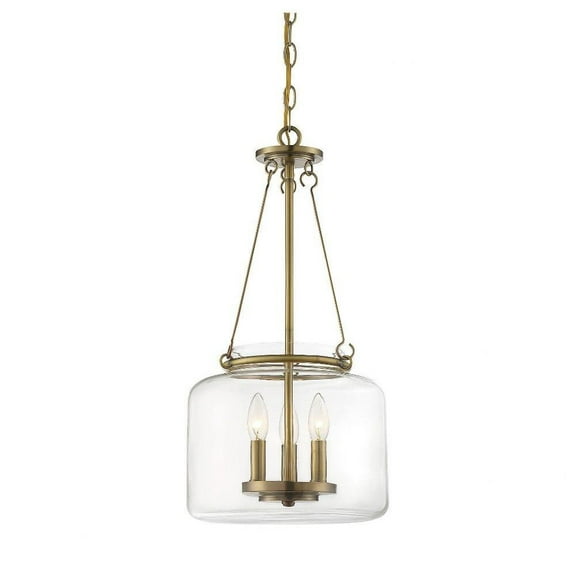 3 Light Pendant-Transitional Style with Traditional and Vintage Inspirations-24 inches Tall By 12 inches Wide-Warm Brass Finish Bailey Street Home