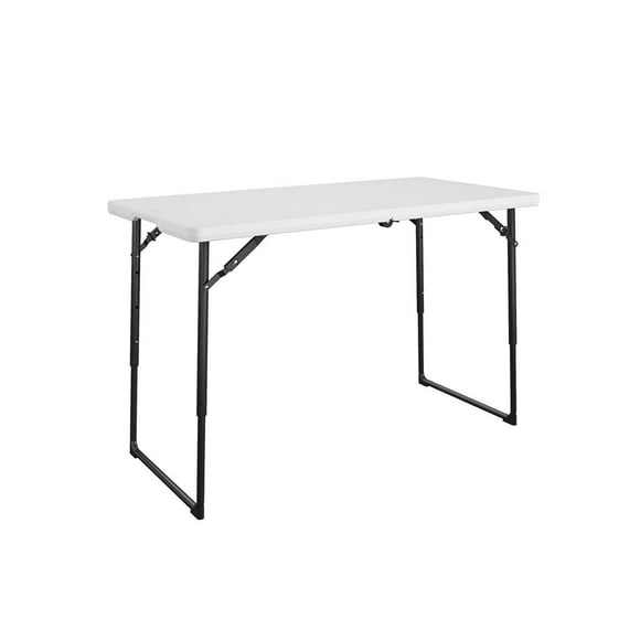 COSCO 4 ft. Centerfold Blow Mold Utility Table, Adjustable Height, White