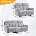 thumbnail image 3 of Bonzy Home Reclining Sofa Set with Adjustable Backrest, Living Room Recliner Sofa Set for Adult with Loveseat & 3‑Seat Sofa, Couch Recliners for Living Room Furniture, Light Gray, 3 of 7
