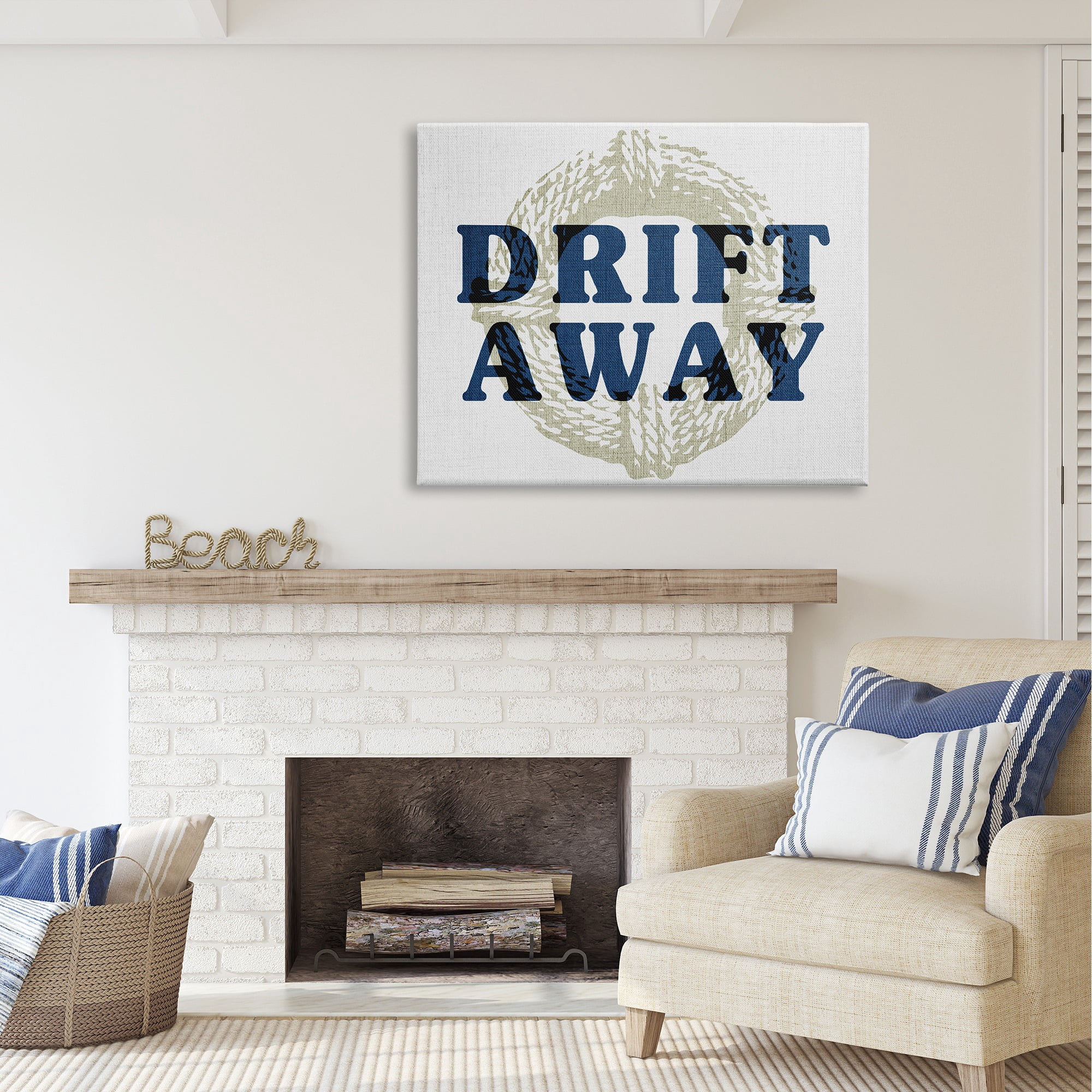 Stupell Industries Drift Away Maritime Phrase Nature Painting Gallery Wrapped Canvas Art Print Wall Art, 48 x 36