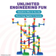 Marble Genius Marble Run - Maze Track or Race Game for Adults, Teens, Toddlers, or Kids Aged 4-8 years old, 150 Complete Pieces (85 Translucent Marbulous Pieces + 65 Glass-Marble Set), Super Set