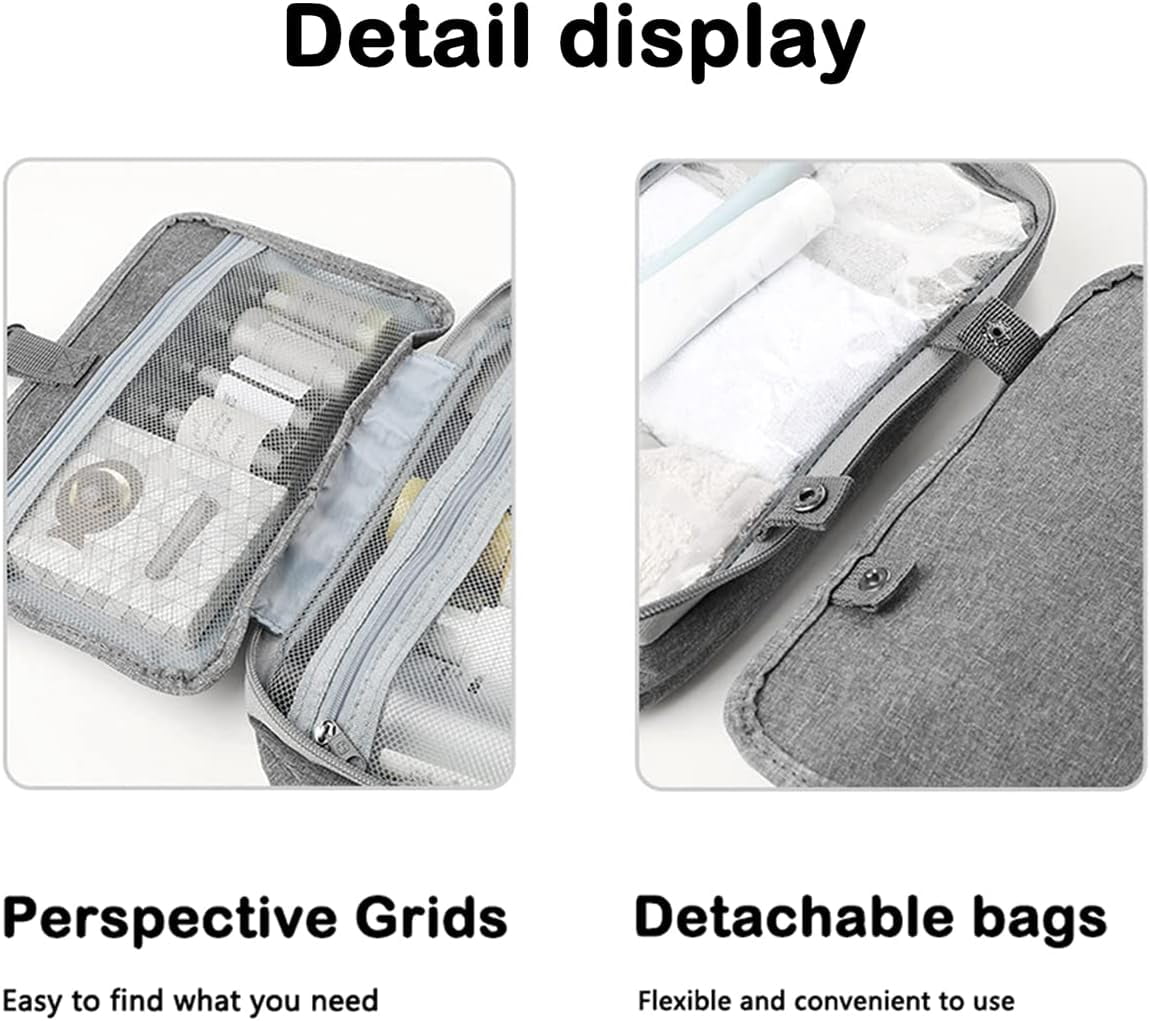 SSOTTNXY Waterproof Hanging Toiletry Bag with 4 Foldable Compartments, Large Travel Organizer