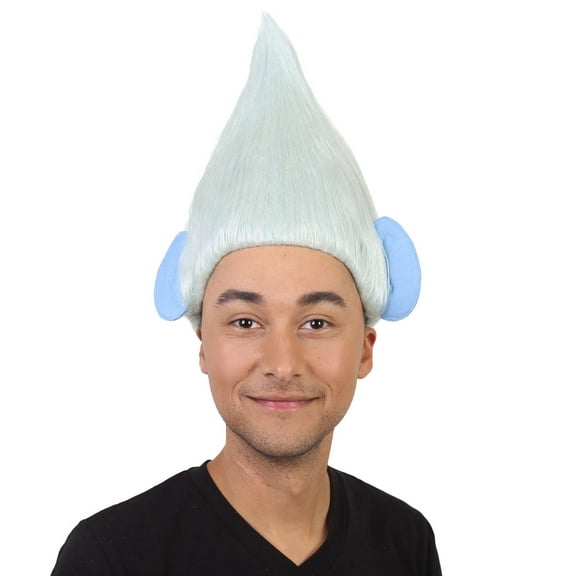 HPO Adult Unisex Pointy Gray Troll Wig with Ear, Breathable Wefted Capless Cap, Halloween & Cosplay