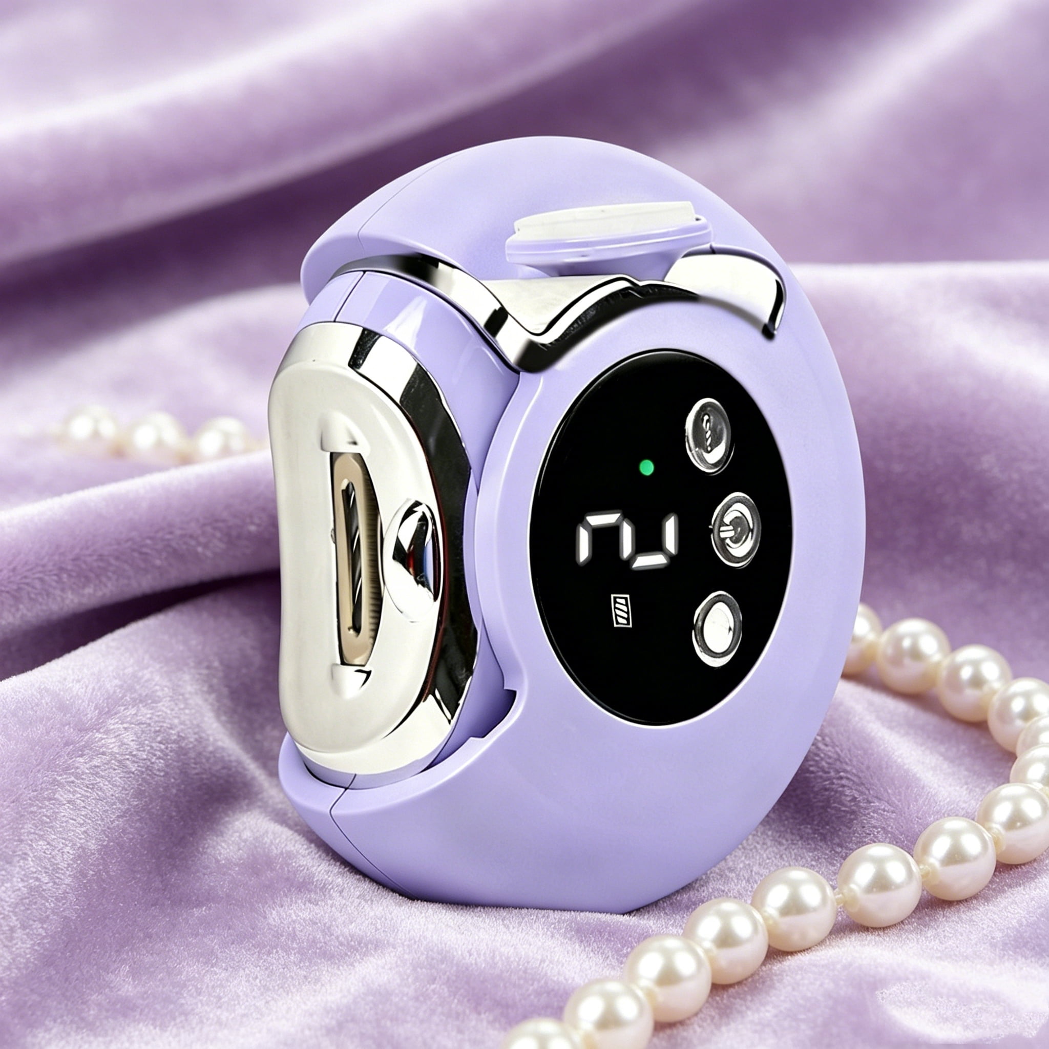 3-in-1 USB Rechargeable Electric Nail Clippers, 360° Rotating Quiet Nail Trimmer with LED Light for Baby Kids Adults Purple.