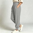 thumbnail image 4 of PWPSG Women's Harem Pants High Waist Button Cuffed Tapered Plus Size Casual Lounge Trousers with Pockets, 4 of 9