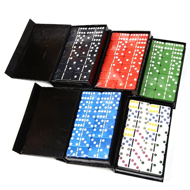 Comaie 28 PCS Color Dot Dominoes Set Simple Boxed Fun Plastic Domino Toy Casual Game Card for Home Family Traveling