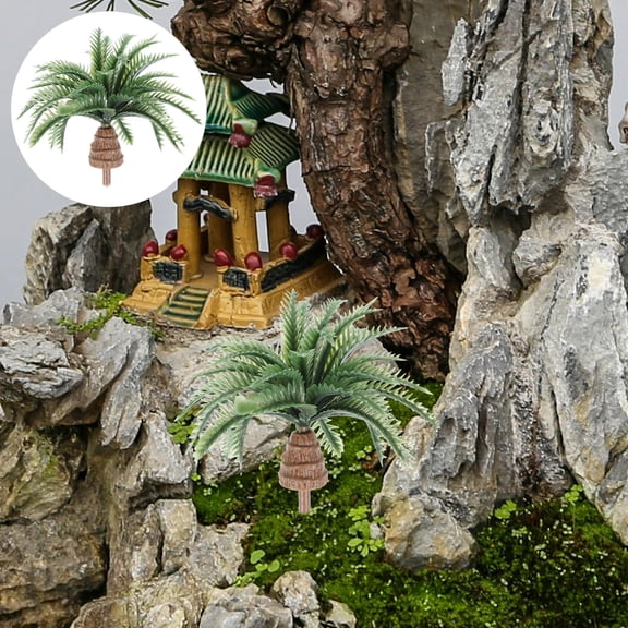 OUNONA 10Pcs Realistic Green Artificial Palm Trees for Tropical Scene Landscape Decor