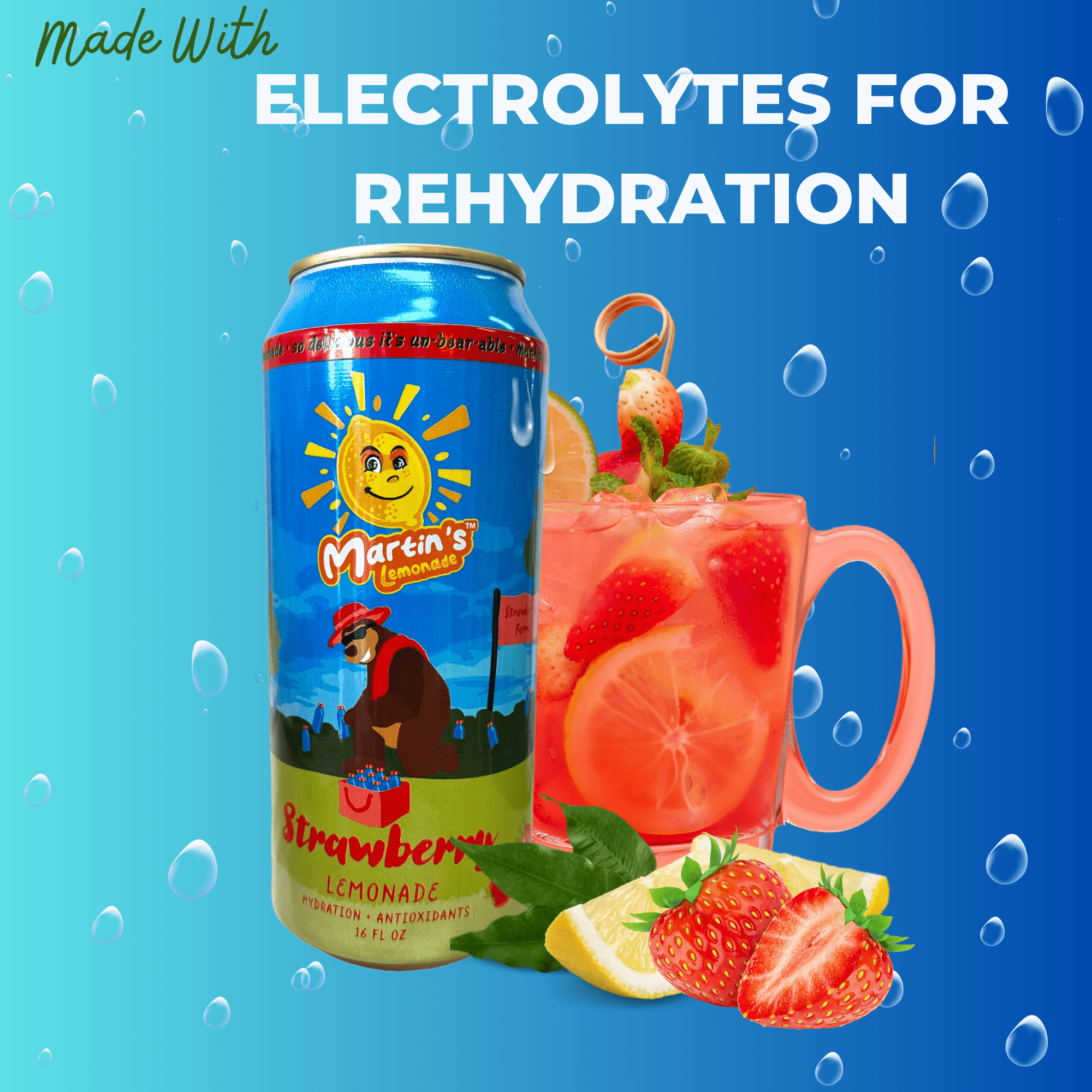 Martin's Lemonade Strawberry Juice, 16 oz Can, 6 Pack