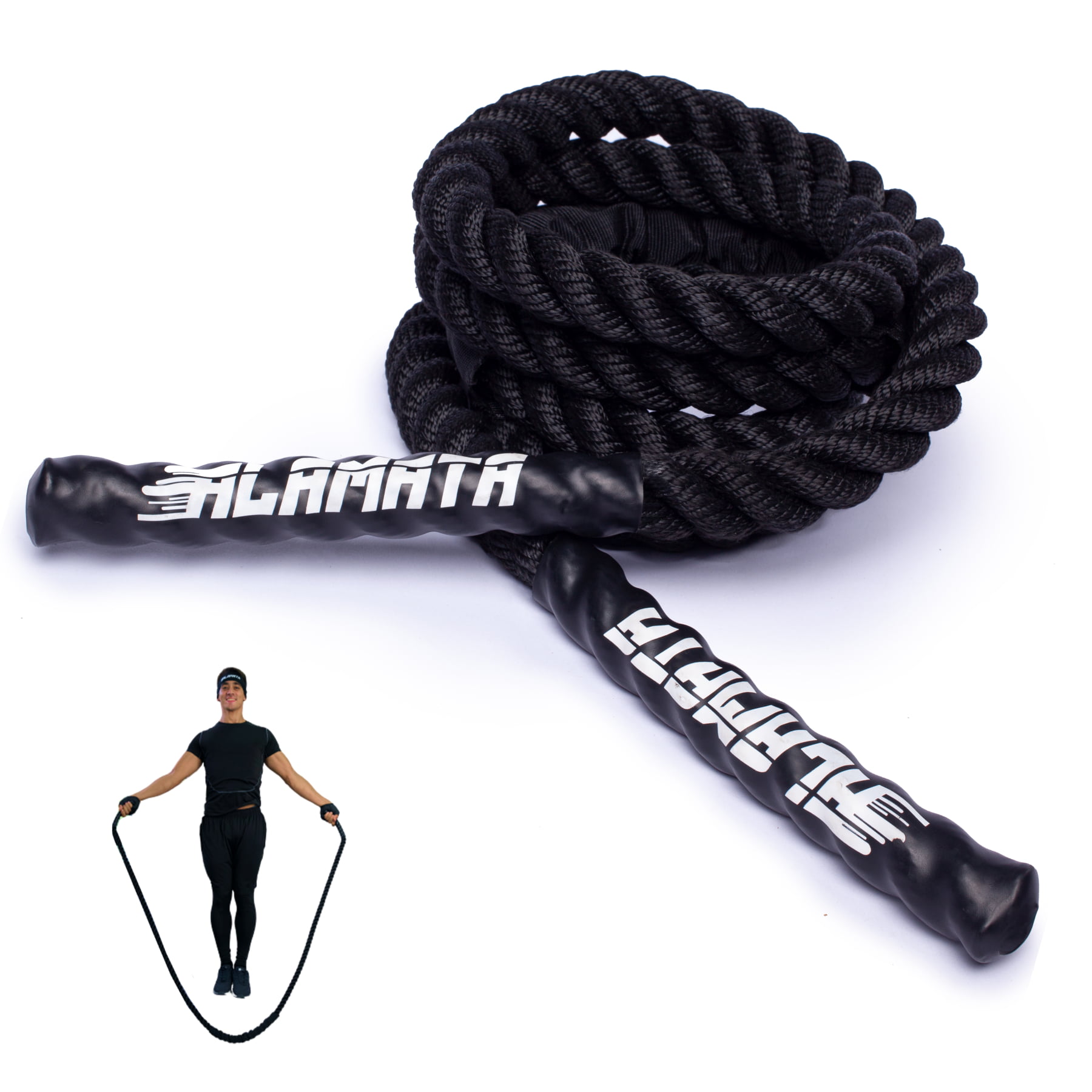 1" x 9.8ft Battle Rope Heavy Duty Workout Strength Exercise Training Rope Black 