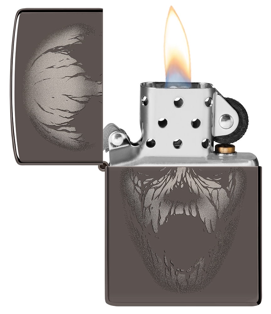 Zippo Screaming Monster Design Black Ice Pocket Lighter