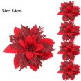 thumbnail image 3 of 10/1Pcs Christmas Artificial Flowers Glitter Poinsettia with Clips Xmas Tree Ornaments DIY Wreath Wedding New Year Decorations, 3 of 5