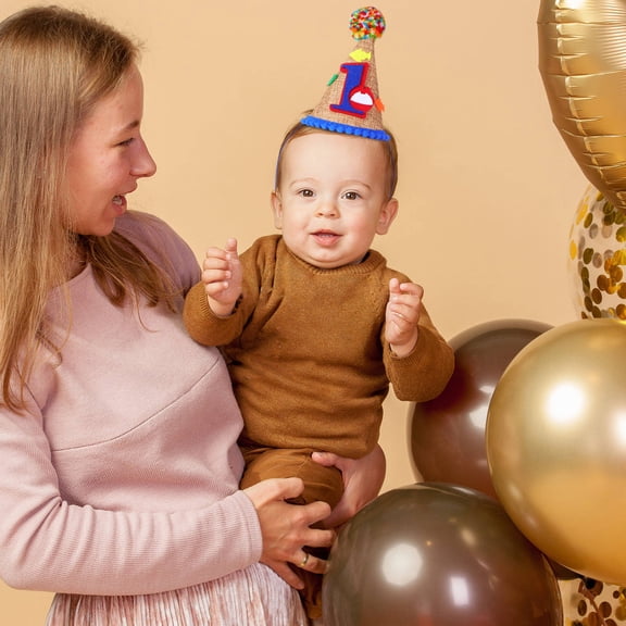 MEIBUTYUP 1 Year Old Birthday Hat Multi-Color Comfortable Fit Party Hat for Toddlers and Kids