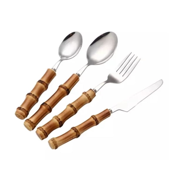 Stainless Steel Cutlery Bamboo Handle Cutlery Stainless Steel Cutlery Set Dessert Spoon