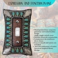 thumbnail image 2 of Single Toggle Switch Decorative Wall Plate – 1-Gang Light Switch Cover in Southwest Tooled Leather and Hand-Painted Faux Turquoise Gemstone Design – Rustic Western & Southwestern Home Décor, 2 of 7