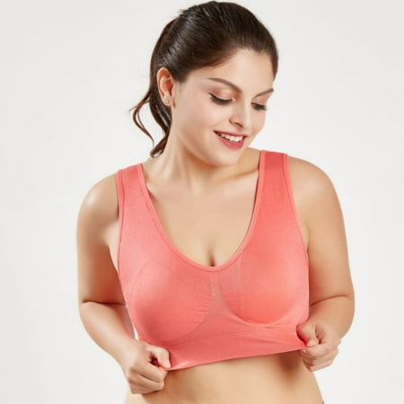 

Spdoo Compression Wirefree High Support Sports Bra Removable Padded Racerback Bras for Women Plus Size Everyday Wear Exercise and Offers Back Support Watermelon Red 6XL