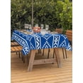 thumbnail image 3 of Outdoor Tablecloth with Umbrella Hole for Patio/Picnic/Party/Camping, Blue Boho Waterproof Table Cloth Rectangle Table Cover Washable, Abstract Geometric Bohemia Ethnic Striped (54"x 80"), 3 of 8