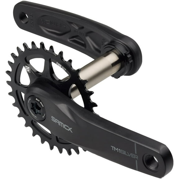 Samox Silver TM-1 Crankset - 155mm, 3-Bolt Direct Mount 30t Chainring, 24mm Chromoly Spindle, Black