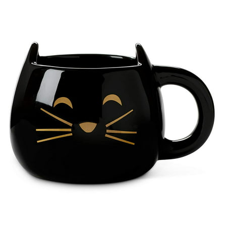 Cute Cat Mug for Coffee or Tea with Printed Design - Large Ceramic Unique Black 20 Fluid Ounce Accessories Mugs Make Best Present for Pet Mom or Dad , (Best Presents For Mum And Dad)
