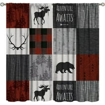 Retro Rustic Curtains Cottage Bear Moose Rural Style Home Insulation Curtains Bedroom Living Room Kitchen Printed Curtains Boys and Girls Room Curtains 42x54 Inches 2 Panels