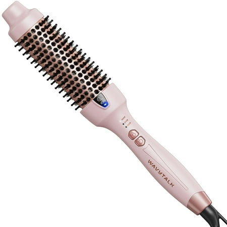 Wavytalk Thermal Brush for Blowout Look  1 1/2 inch Ionic Heated Nylon Brush Get Natural Curls  Pink