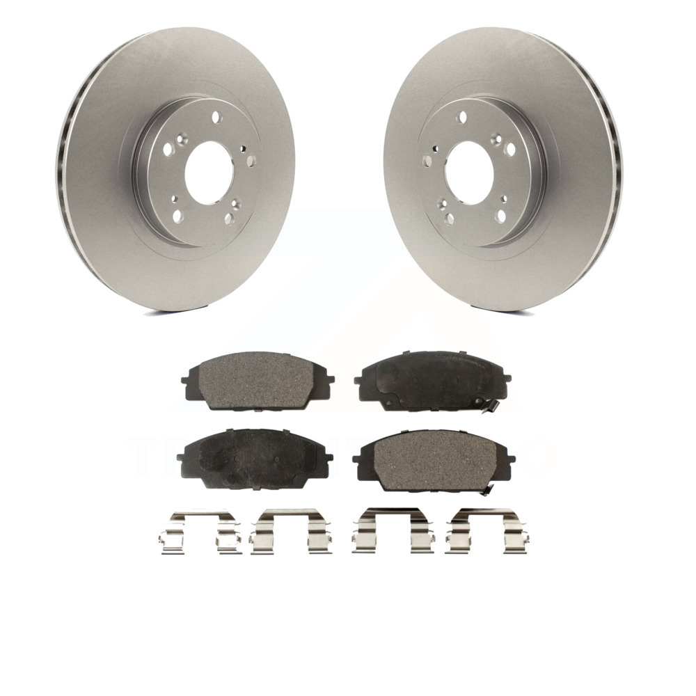 Auto Shack Front Drilled & Slotted Brake Rotors With Ceramic Pads For 2002-2006 Acura RSX