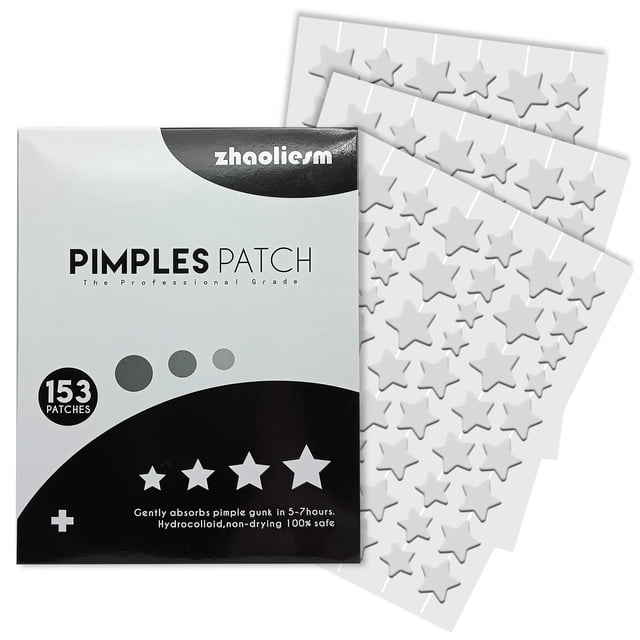 Parches transparentes para espinillas en forma de estrella para la cara, 153 unidades, parches hidrocoloides para el acné en forma de estrella, lindas cubiertas invisibles para manchas en la cara, peg