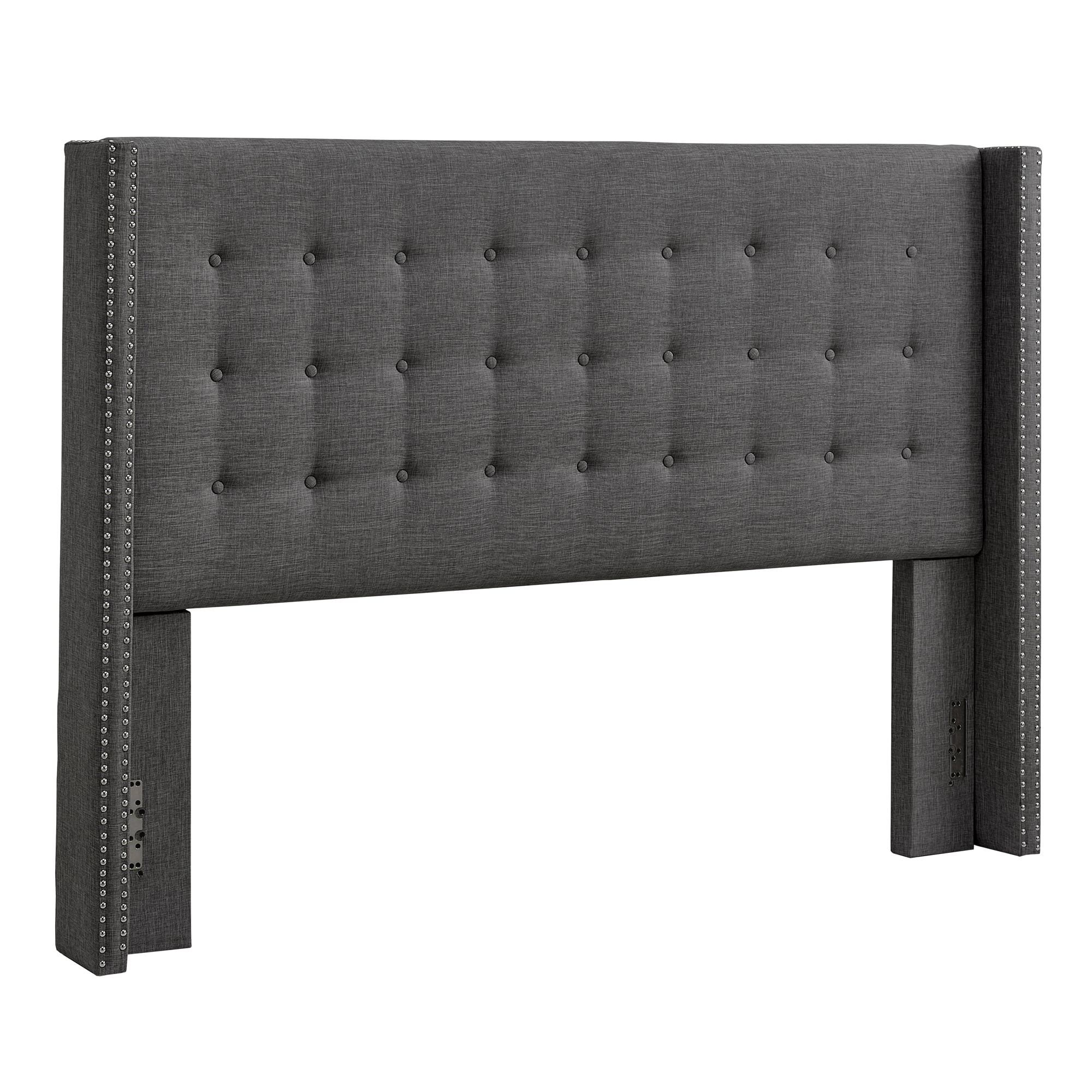 Weston Home Atchison Linen King Wingback Headboard, Dark Gray