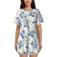 thumbnail image 1 of Fotbe Daisies Flowers Conjunto de Pijama Estampado para Mujer, 2 Piezas, Ropa de Dormir con Camiseta de Manga Corta y Shorts Suaves-Small, 1 of 6