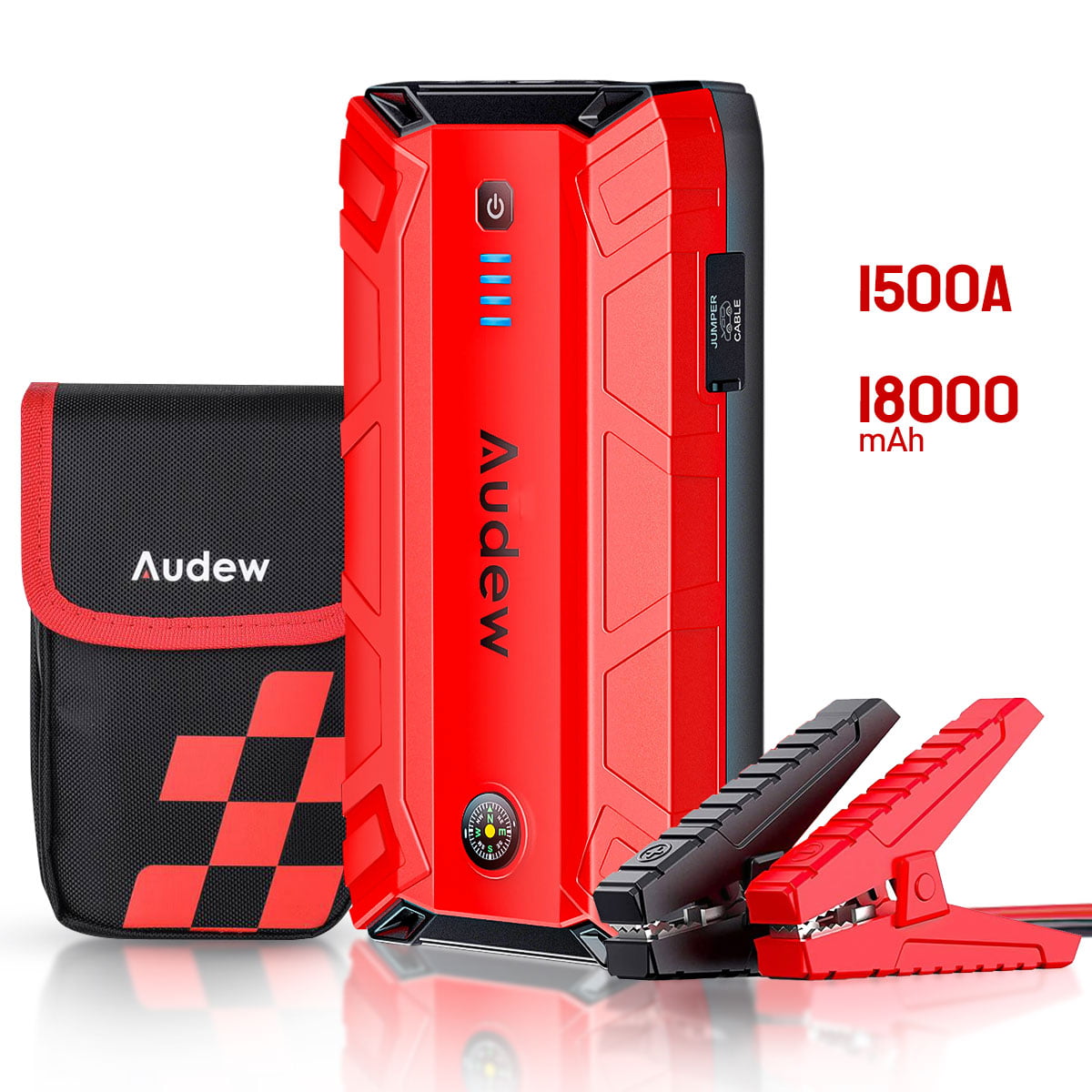 Audew Portable Jump Starter Car Battery Charger 1500A/1000A with Flashlight