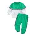 thumbnail image 2 of Bagilaanoe 2Pcs Toddler Baby Girl Boy Long Pants Set Letter Print Long Sleeve Sweatshirt Pullover Tops + Sweatpants 6M 12M 18M 24M 3T 4T Kids Casual Sweatsuits, 2 of 8