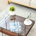 thumbnail image 3 of 31.4 Inch Square Coffee Table - , Clear Glass, Dark Wood Sticker, Elegant Furnishing Inch, Sticker And Transparent Glass Top, 3 of 6