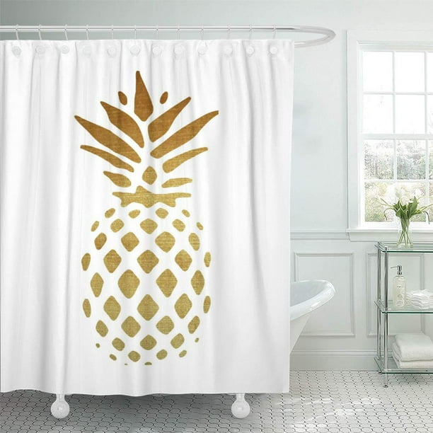 CYNLON Pineapples Golden Pineapple Fruit Bathroom Decor Bath Shower Curtain 60x72 inch Walmart