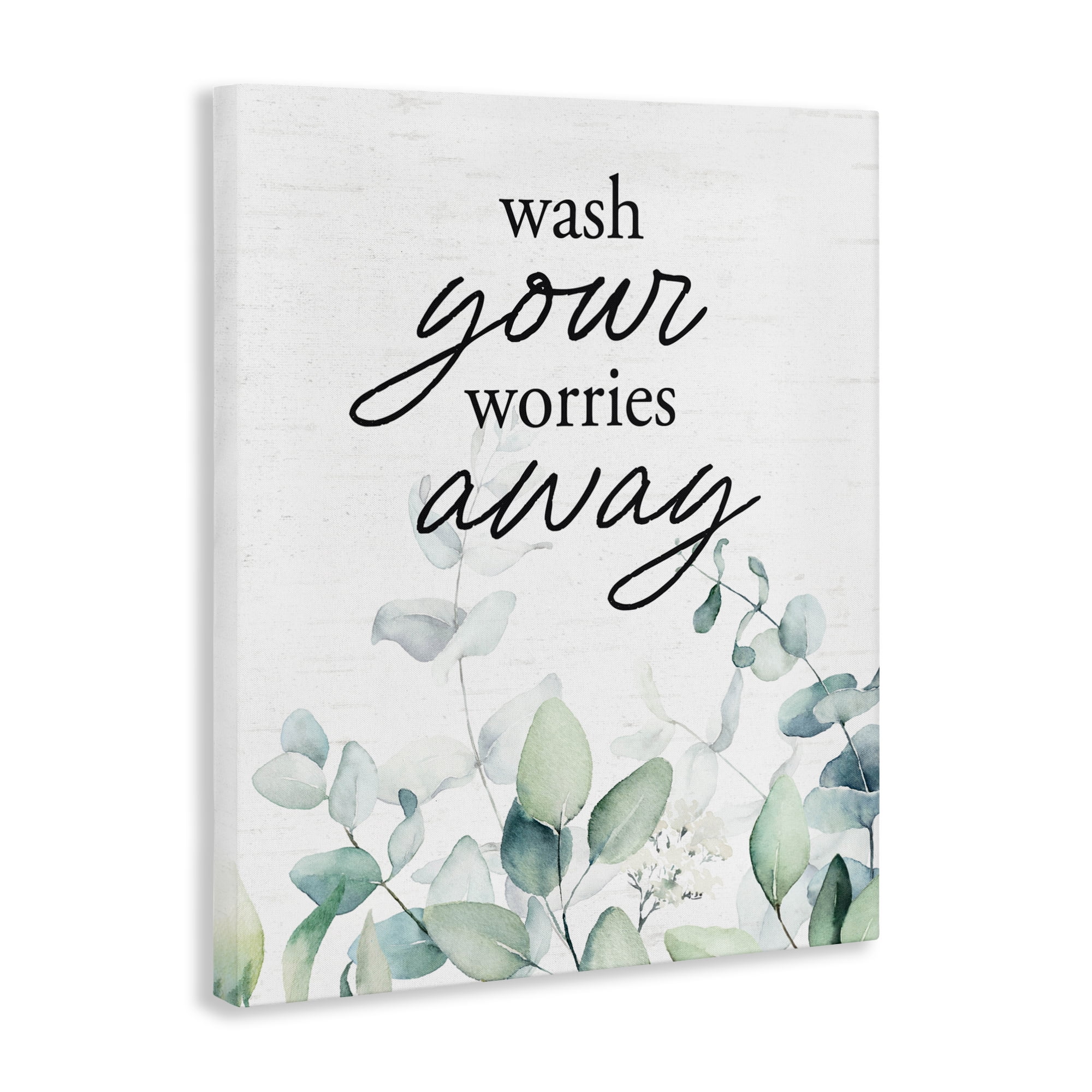 Wash Worries Away Herb Leaves Canvas Wall Art, design by Lettered and Lined