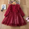 thumbnail image 2 of StylesILove Toddler Little Girls Sequin Tulle Red Long Sleeve Dress Ruffle Flower Girl Princess Tutu Dress for Pageant, Holiday, Wedding, Birthday Party Dressy Outfit (3-4 Years), 2 of 8