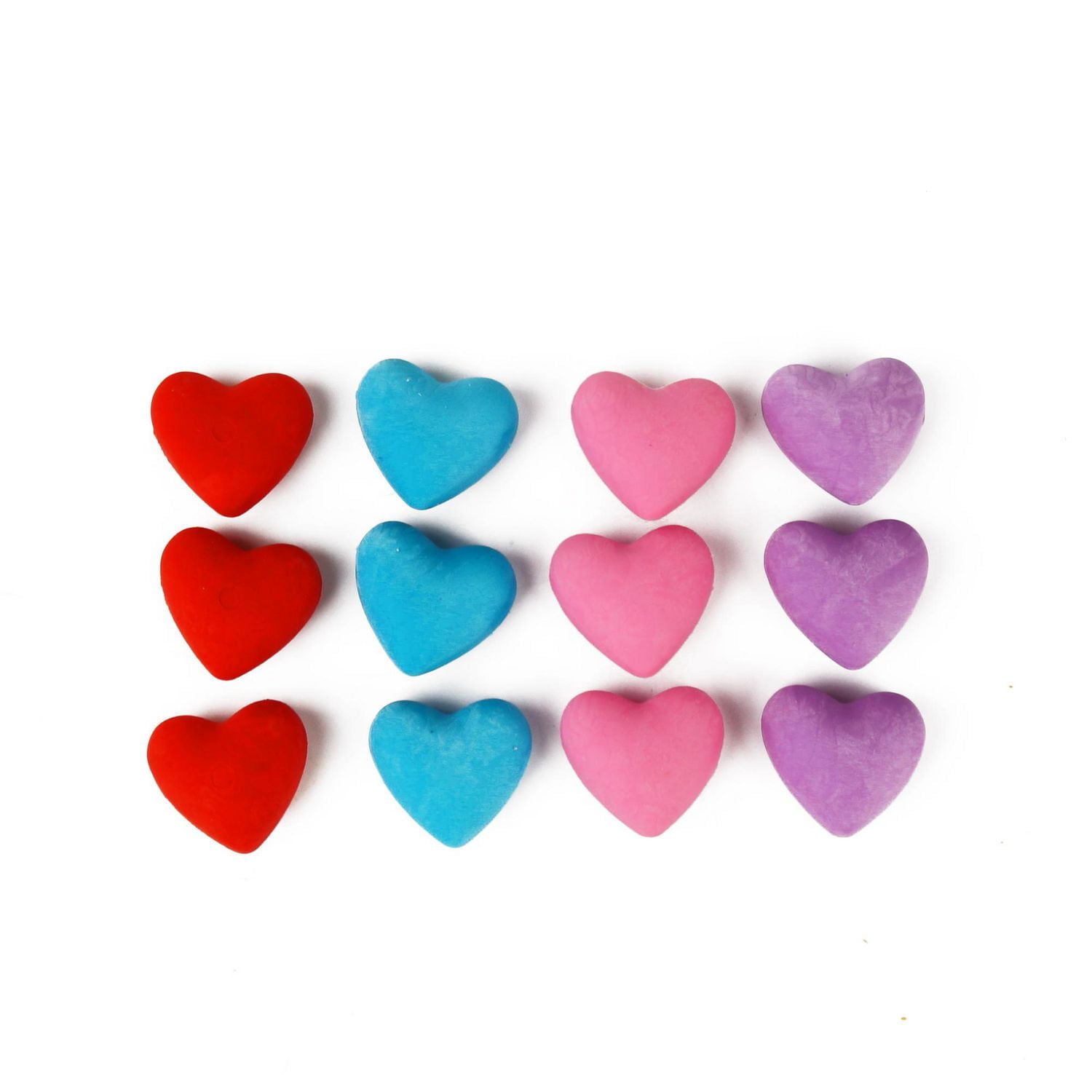 12 HEART ERASERS