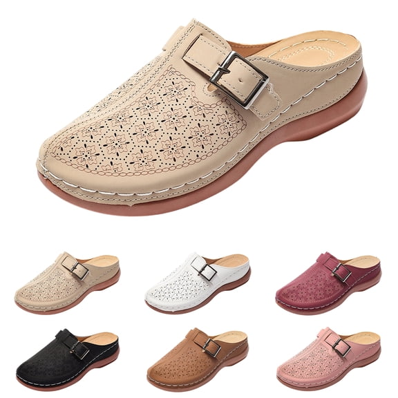 Nestiefly Women's Closed Toe Clogs Comfortable Slip On Mules Non Slip Casual Summer Walking Clog for Womans Mules Brown 39