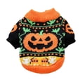 thumbnail image 2 of Halloween Small Dog Sweater Pumpkin Cat Turtleneck Knitwear Warm Pet Halloween Costume Pumpkin cat Outfit Holiday Puppy Dog Clothes for Girl Boys(M,Saffron), 2 of 7