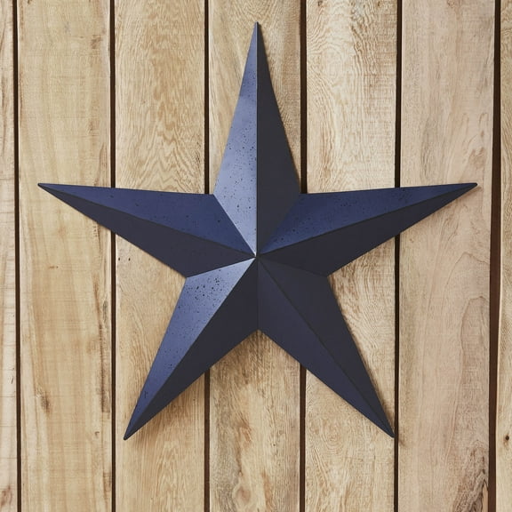 VHC Brands Patriotic Faceted Metal Star Navy Wall Hanging 24x24, Independence Day Decor, American Star Design, Distressed Appearance Metal Wall Hanging, Star Shape, Country, Navy