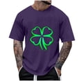 thumbnail image 2 of BiZtdJrK Men's Casual T-Shirts St. Patrick's Day Shamrock Graphic Summer Tee Tops Round Neck Short Sleeve Novelty Printed Tees Purple M, 2 of 5