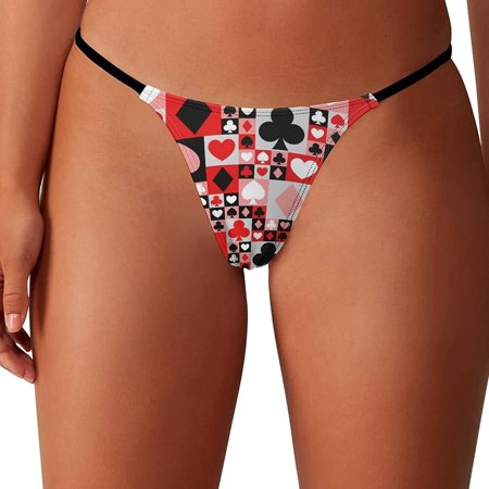 

Poker Art Women s G-String Thongs Low Rise Hipster Underwear Stretch T-Back Panties