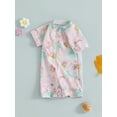 thumbnail image 5 of Toddler Baby Girls Rash Guard Swimsuit Playsuits 3 6 12 18 24 Months 2T 3T Short Sleeve Zipper Floral Print Baby Bathing Suit Swimwear, 5 of 9