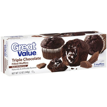 Great Value Chocolate Filled Muffins, 12 oz, 3 Count