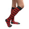 thumbnail image 3 of COUVER Women 1" Stripe Fashion Costume Knee High Socks, Charcoal / Red, 9-11, 1 Pair, 3 of 10