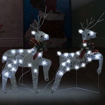 Benjara Outdoor 40 LED Light Reindeer Christmas Decoration Set of 2- Metal