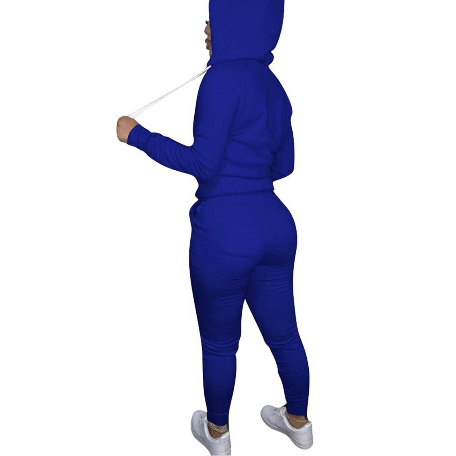 Plus Size Two Piece Sets for Women M-5X Joggers Sweatsuits with Hoodie Pockets Zip-Up Long Sleeve Jackets Slim Pants Solid Tracksuits Outfits