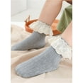 thumbnail image 3 of Mialoley Toddler Ribbed Sock Pair, Lacing Hem Elastic Cuff Middle Stockings, 3 of 4