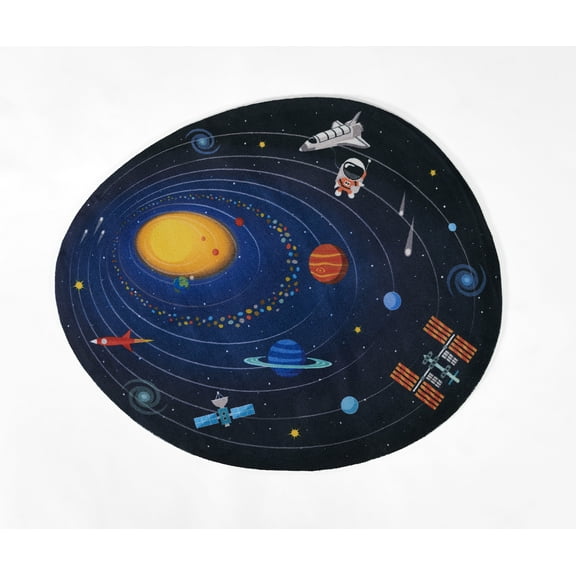 Momeni Playground Space Blue Kid Rug 4' X 4'4"