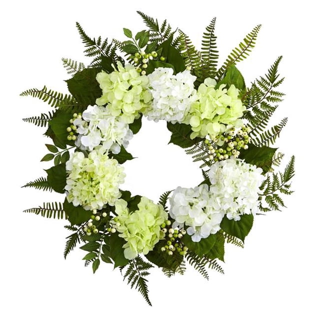 Couronne de Baies d'Hortensia Vert de 24 Po
