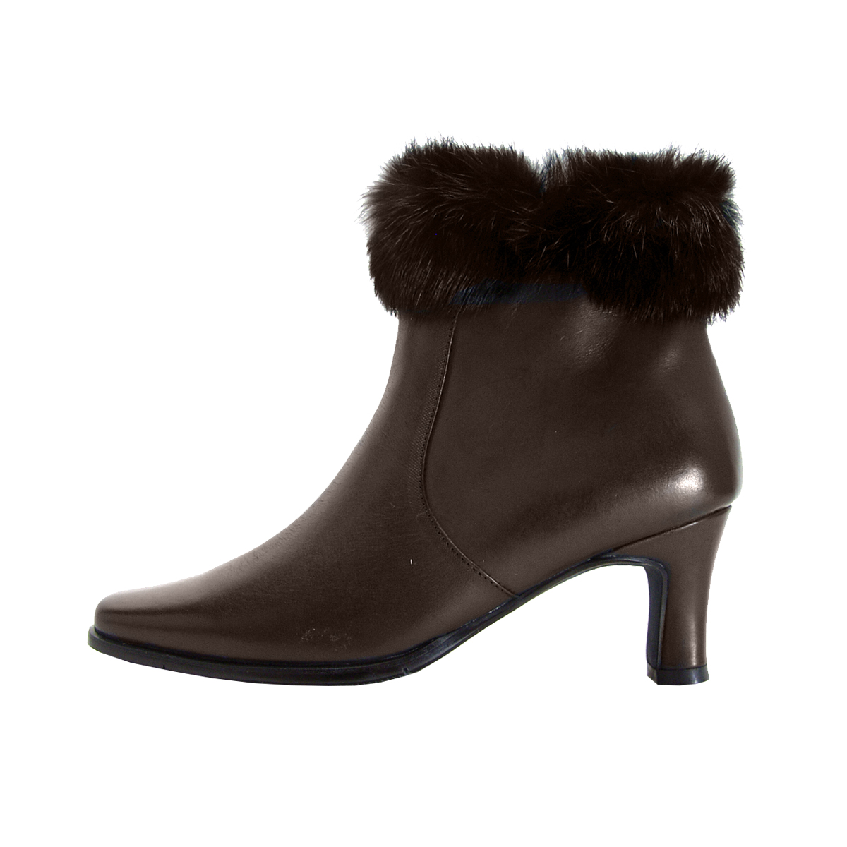 PEERAGE Tanya Women's Wide Width Leather Dress Booties with Zipper (BROWN) 6.5