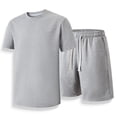 thumbnail image 1 of NTACZA Ensemble de Shorts Homme Uni Manches Courtes Survêtements Sport Homme Col Rond Survêtements m, 1 of 8